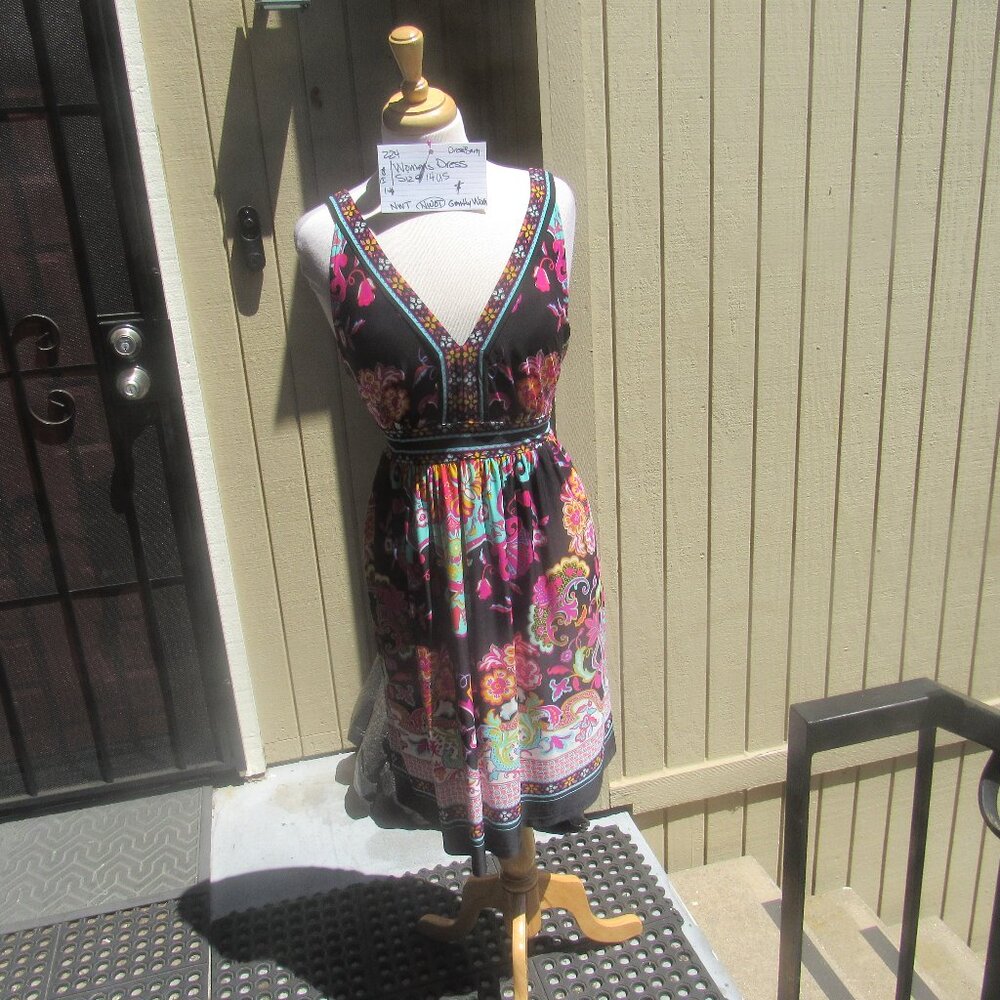 #224  WOMEN'S COLORFUL SUMMER DRESS BY DRESS BARN  (SIZE 14)